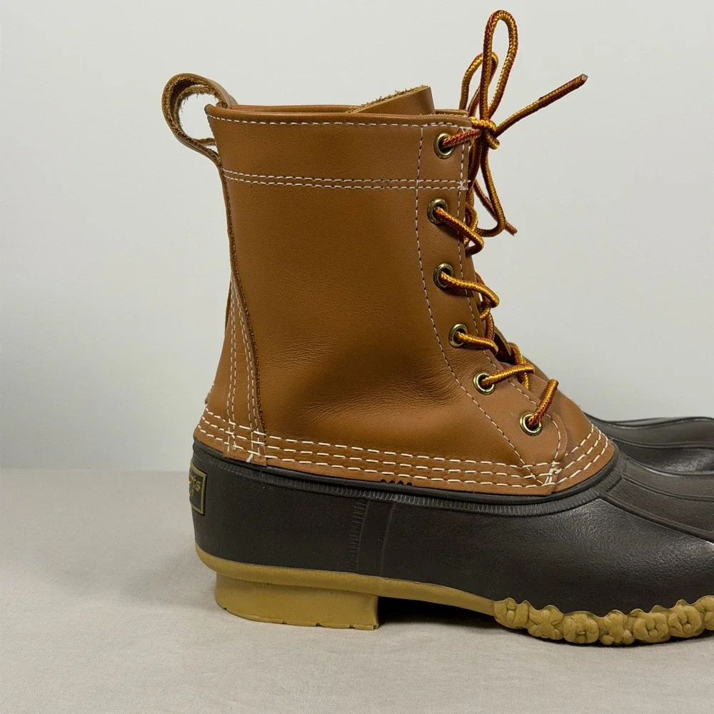 L.L. Bean Kids Size 4M Bean Boots 8-inch Duck Boots Tan Brown Made in USA 229685